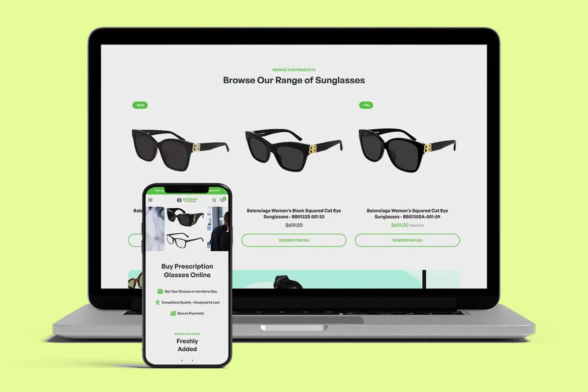 Ecstasy Eyewear website design by No Brainer Creative
