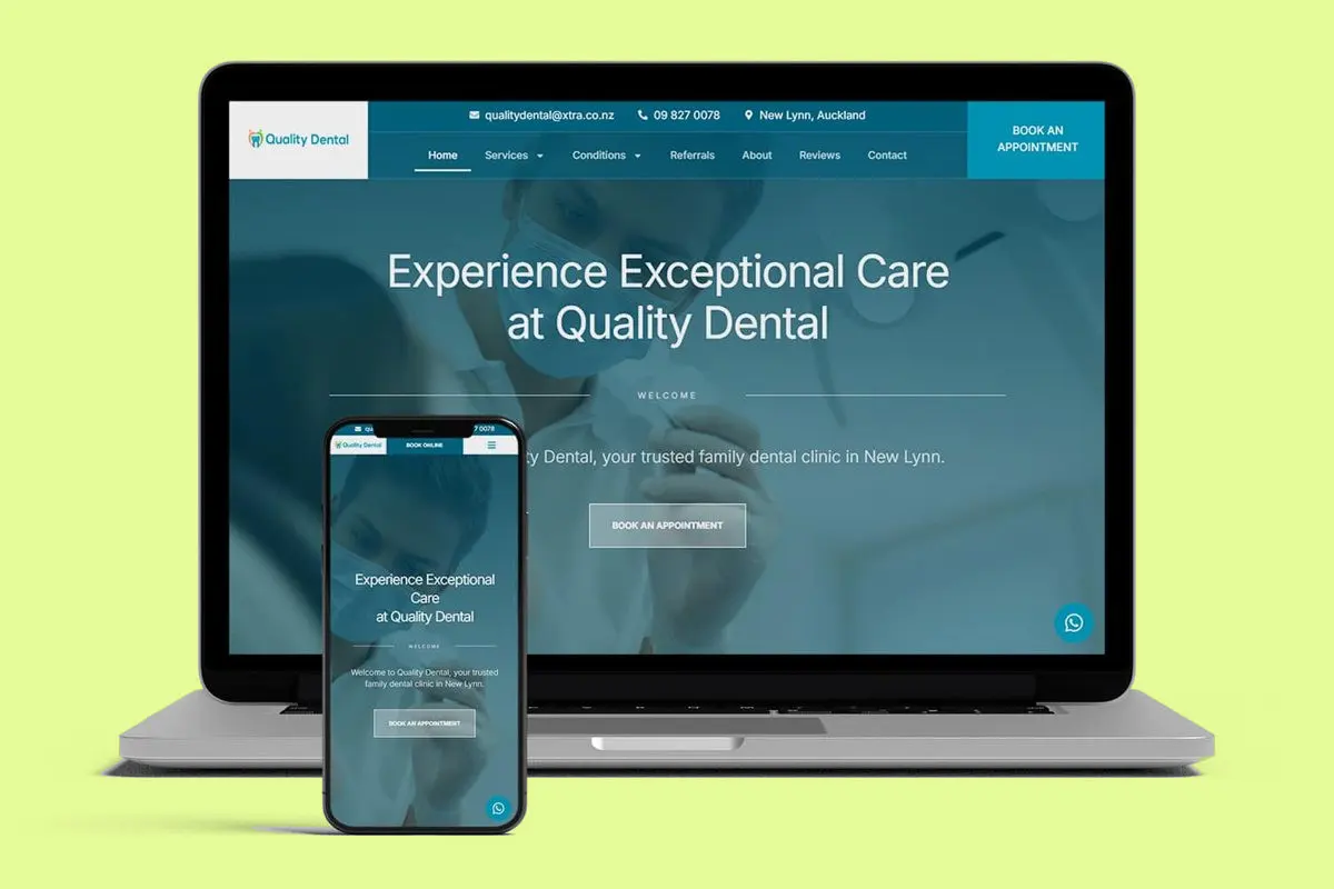 Quality Dental website on a laptop and phone